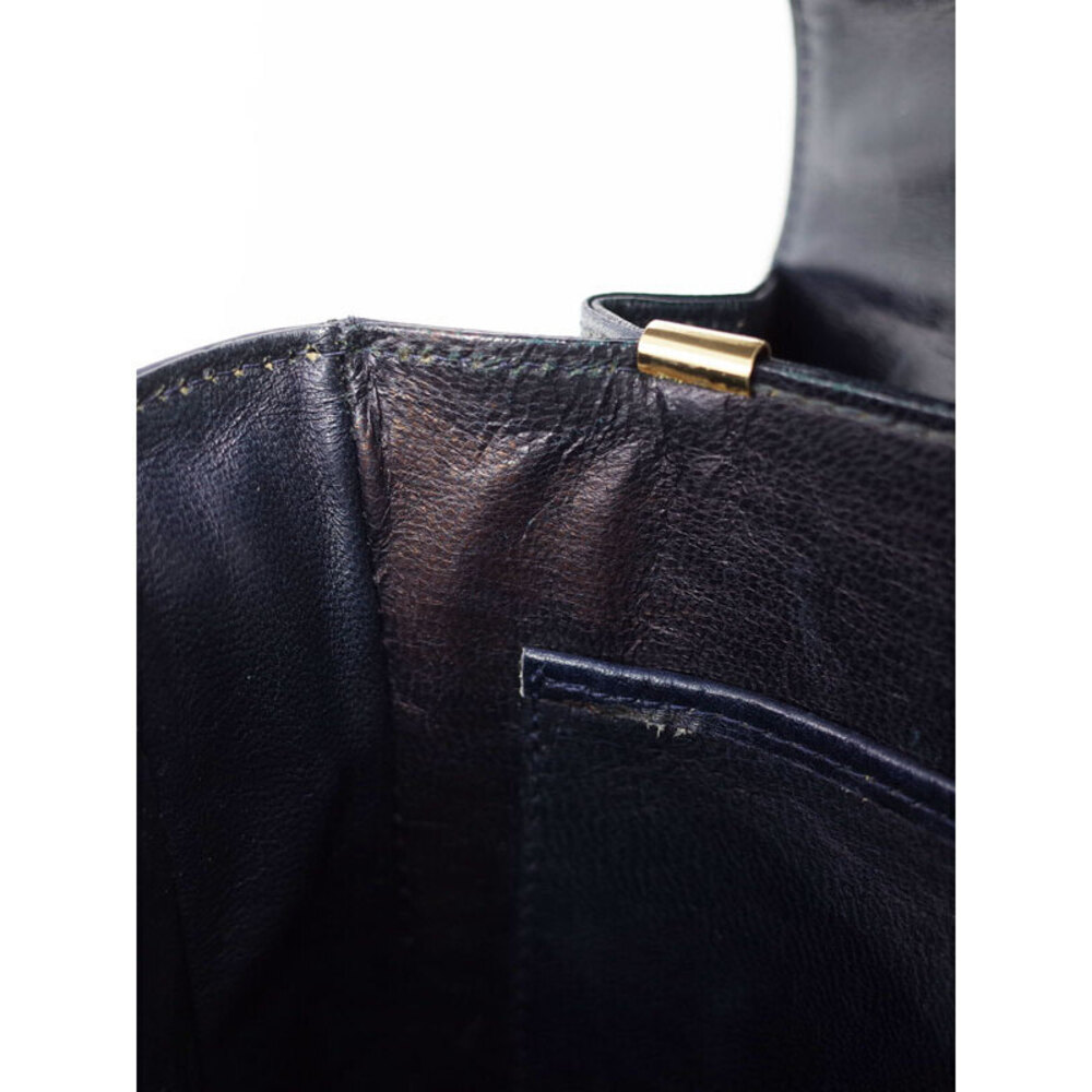 Celine black leather shoulder bag gold tone horse carriage motif - Picture 4 of 9